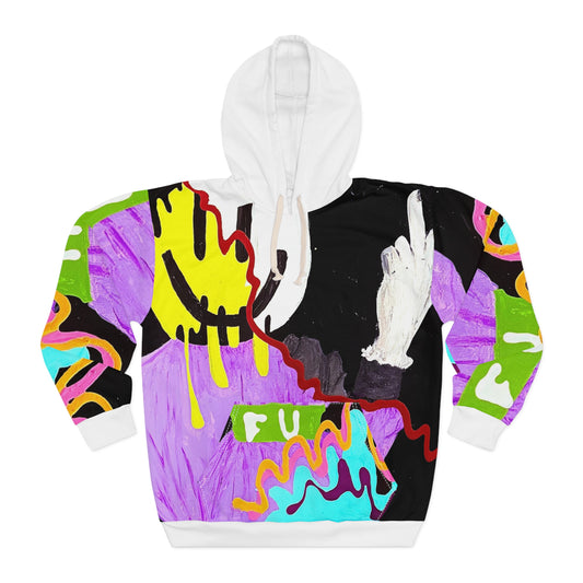 Bold Artistic Unisex Pullover Hoodie, Colorful Graphic Sweatshirt, Streetwear Fashion, Unique Gift for Creatives, Casual Everyday Wear
