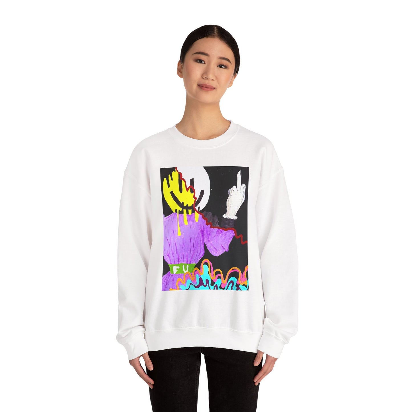 Colorful Artistic Crewneck Sweatshirt, Stylish Pullover, Unique Casual Wear, Trendy Gift Idea, Cozy Lounge Apparel