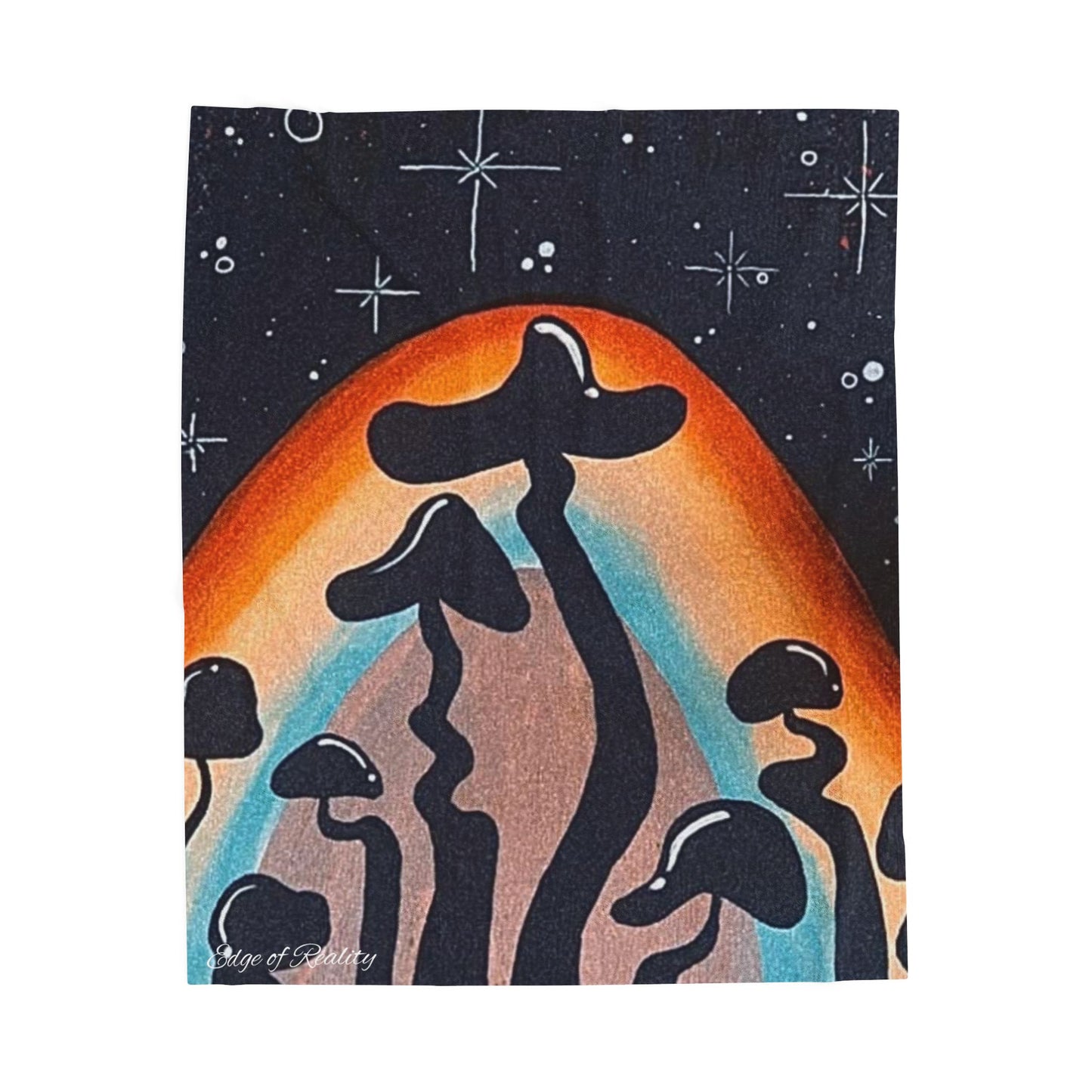 Cosmic Mushroom Plush Blanket - Soft Velveteen Throw for Cozy Nights