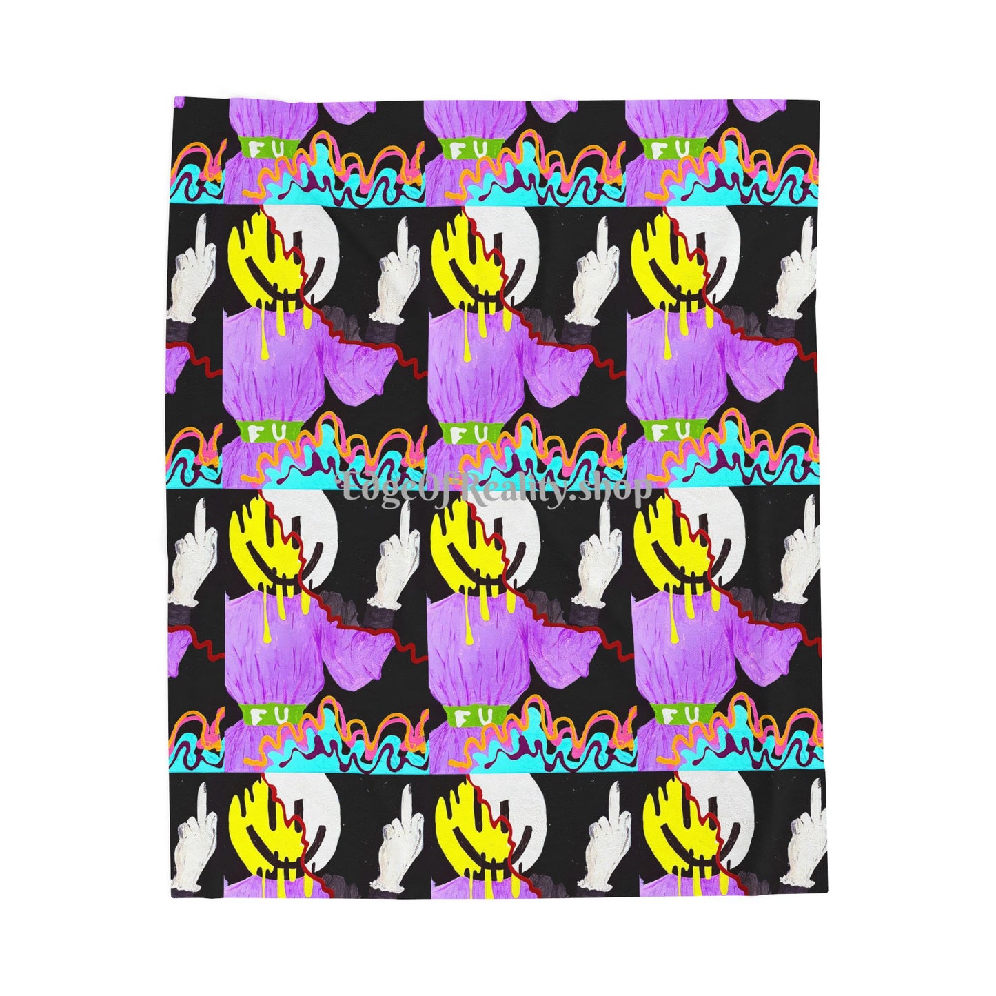 Vibrant Graphic Velveteen Plush Blanket, Cozy Home Decor, Unique Gift, Art-Inspired Throw, Fun Colorful Blanket