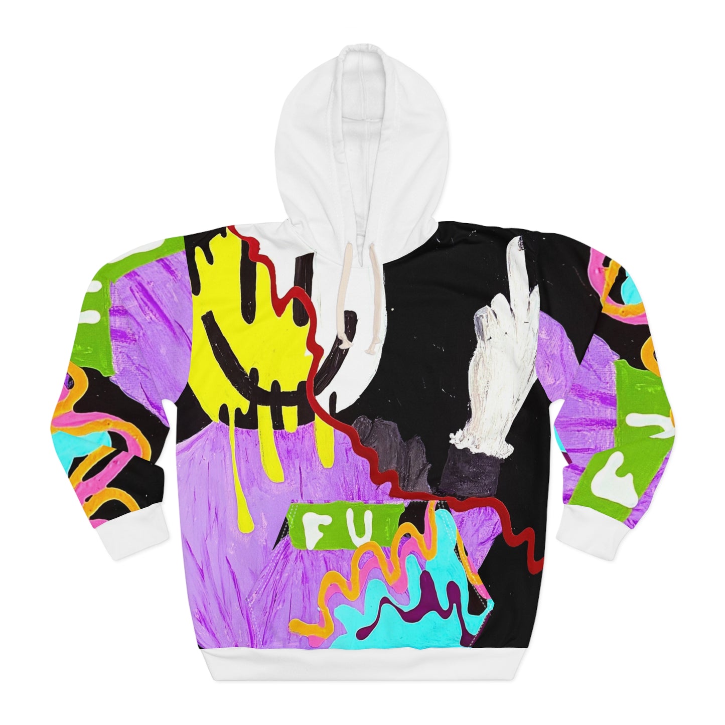 Bold Artistic Unisex Pullover Hoodie, Colorful Graphic Sweatshirt, Streetwear Fashion, Unique Gift for Creatives, Casual Everyday Wear