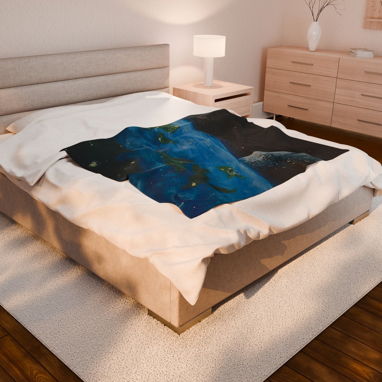 Cosmic Velveteen Plush Blanket - Soft Space-Themed Throw for Stargazers