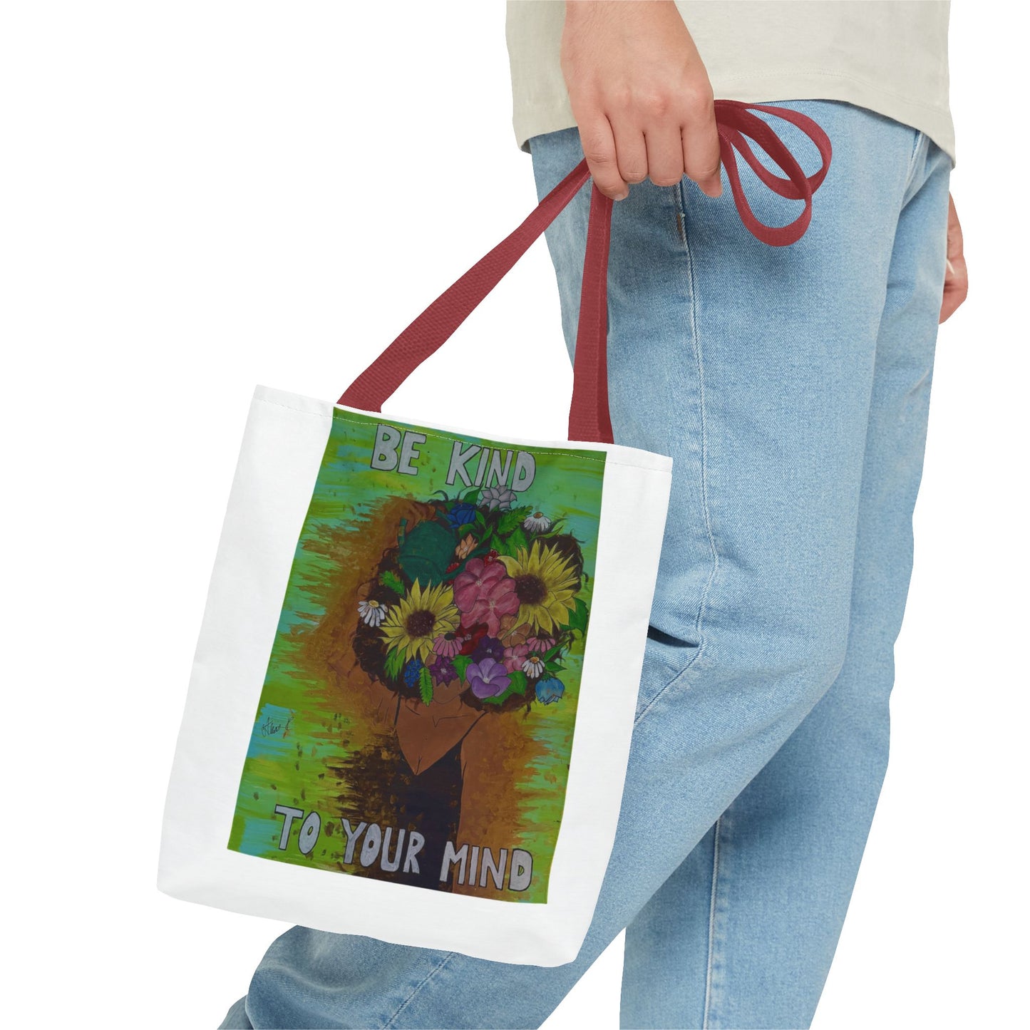 Kindness Floral Tote Bag - Inspirational Gift, Eco-Friendly, Everyday Use, Mindfulness Reminder, Motivational Shopping Bag