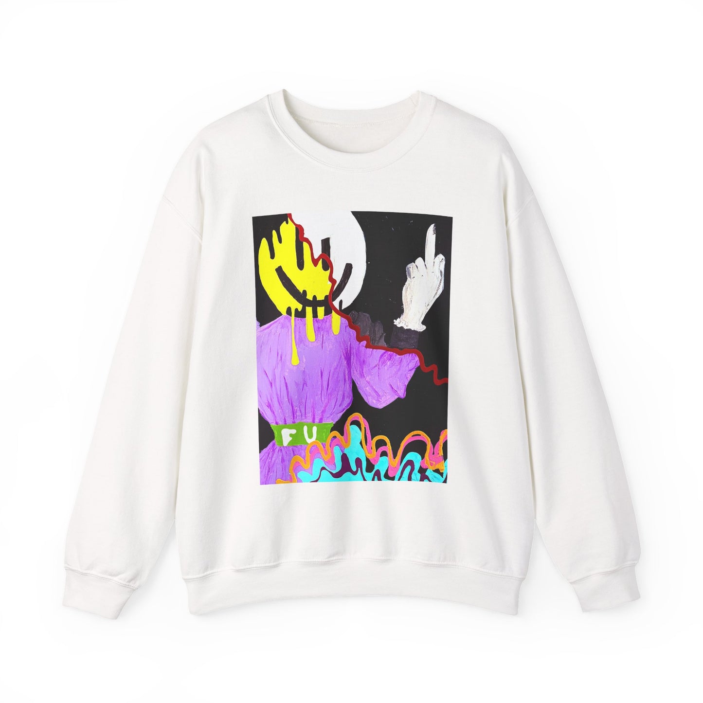 Colorful Artistic Crewneck Sweatshirt, Stylish Pullover, Unique Casual Wear, Trendy Gift Idea, Cozy Lounge Apparel